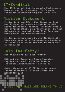 Temporary Space Invasion - das IT-Syndikat zu Gast im Freien Theater Innsbruck 